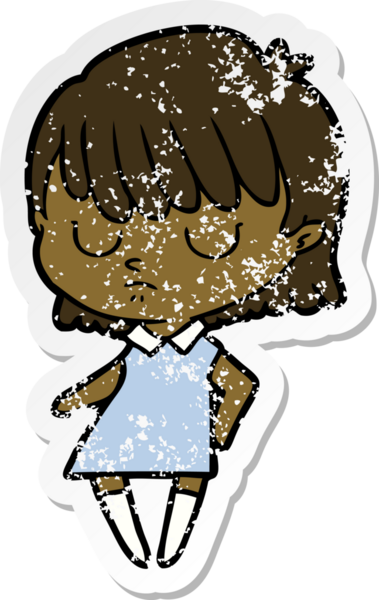 Bir insan tarafından çizilmiş karikatür bir kadının sıkıntılı çıkartması.