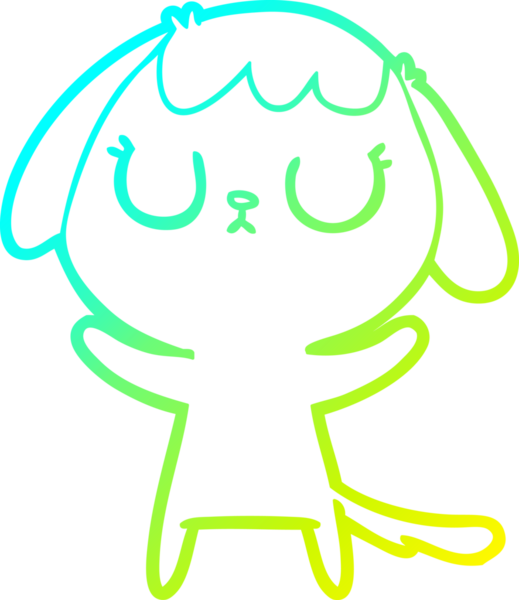 Bir insan tarafından çizilmiş şirin bir çizgi köpeğin soğuk gradyan çizgisi.