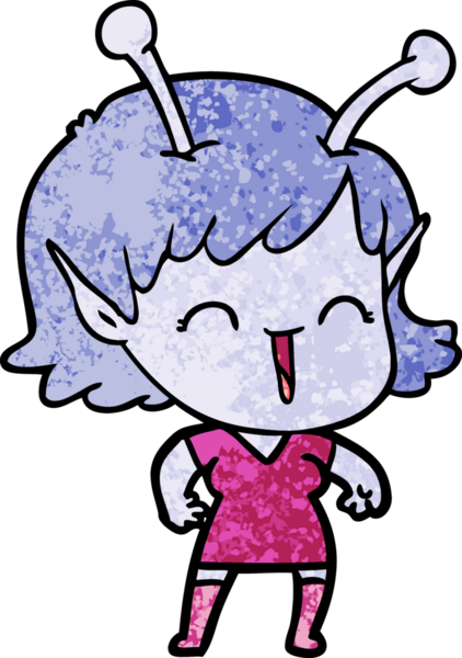 Bir insan tarafından çizilmiş uzaylı kız.