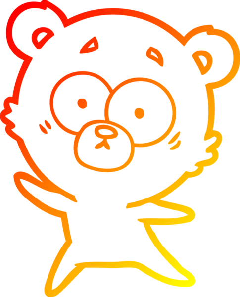 Bir insan tarafından çizilen kaygılı ayı karikatürünün sıcak çizgi çizimi