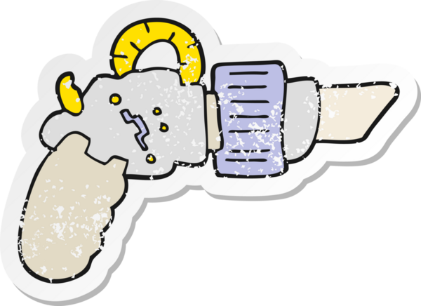 Bir insan tarafından çizilmiş bir ışın tabancasının sıkıntılı çıkartması.