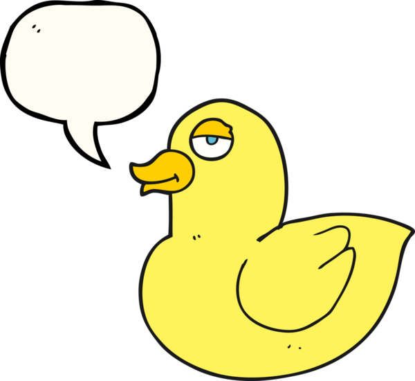 Bir insan tarafından çizilmiş serbest konuşma balonu karikatürü ördeği