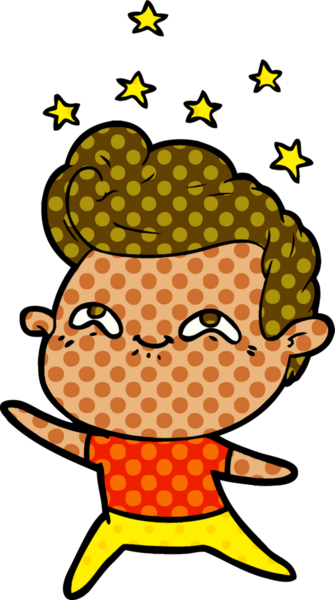 Bir insan tarafından çizilmiş heyecanlı bir çizgi film.