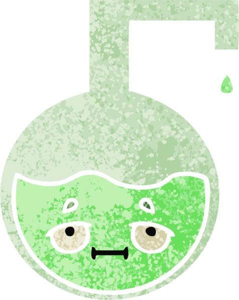 Bir insan tarafından çizilmiş bilimsel bir deneyin retro çizim tarzı karikatürü