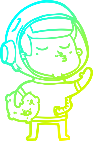 Bir insan tarafından çizilmiş kendinden emin bir astronotun soğuk çizgi çizimi.