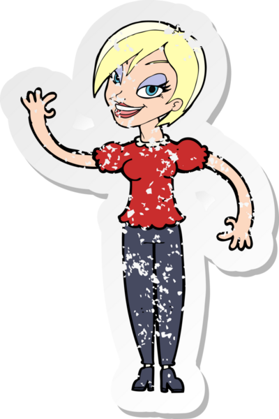 Bir insan tarafından çizilmiş bir karikatür kadının gerilmiş çıkartması.