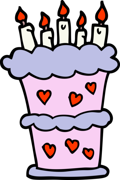 Bir insan tarafından çizilmiş karikatür tarzı doğum günü pastası.