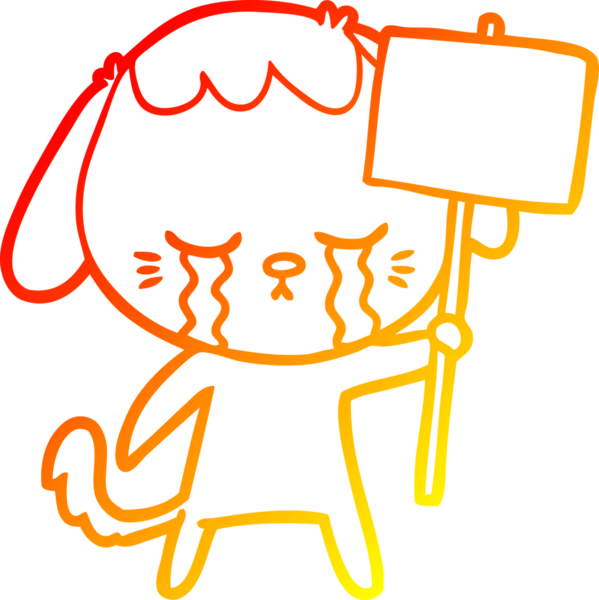 Bir insan tarafından çizilmiş, ağlayan bir köpeğin çizgi film çizimi.