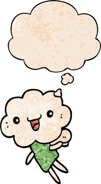 Bir insan tarafından çizilmiş grunge desenli düşünce baloncuğu olan karikatür başlıklı yaratık.