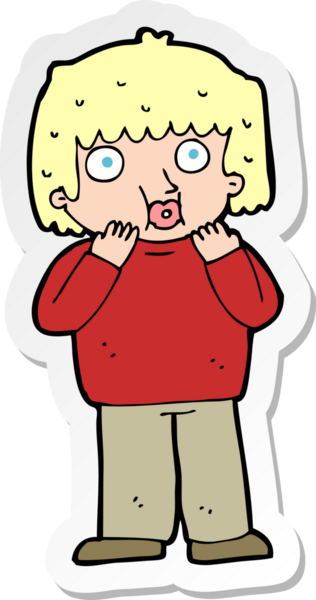 Bir insan tarafından çizilmiş endişeli bir çizgi film çıkartması.