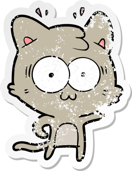 Bir karikatür çıkartması bir insan tarafından çizilmiş kediye şaşırttı.