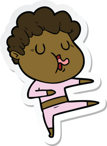 Bir insan tarafından çizilmiş şarkı söyleyen bir çizgi film karakterinin çıkartması.