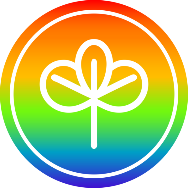 Gökkuşağı gradyan bir insan tarafından çizilmiş doğal yaprak dairesel simgesi