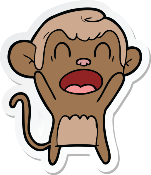 Bir insan tarafından çizilmiş bağıran çizgi film maymunu çıkartması.