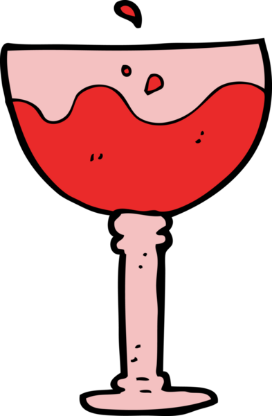 Bir insan tarafından çizilmiş bir şarap kadehi.