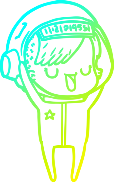 Bir insan tarafından çizilmiş soğuk gradyan çizgili astronot kadın çizimi.