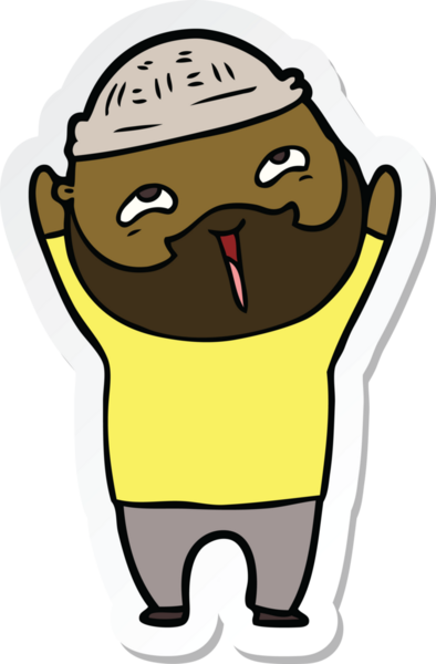 Bir insan tarafından çizilmiş mutlu sakallı bir adamın çıkartması.