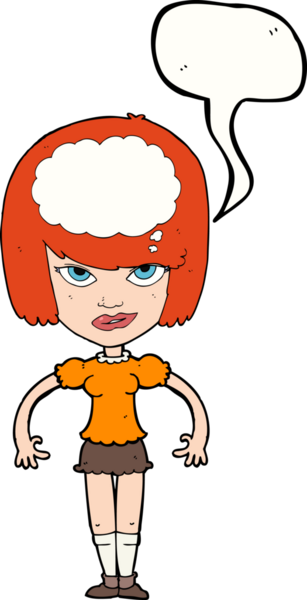 Bir insan tarafından çizilmiş konuşma baloncuğu fikri olan bir karikatür kadın.