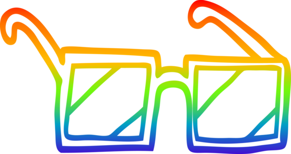 gökkuşağı gradyan çizgi çizimi bir insan tarafından çizilmiş kare gözlük