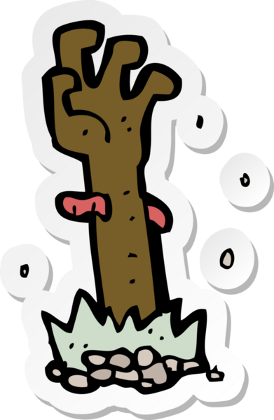 Bir insan tarafından çizilmiş bir zombi elinin çıkartması.