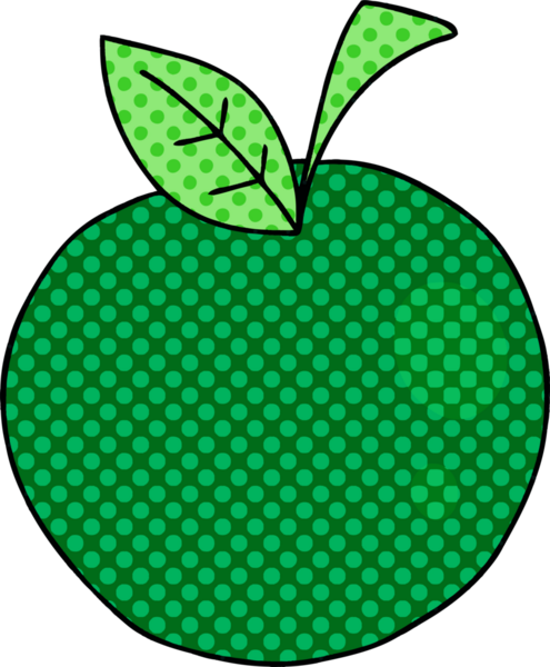 Bir insan tarafından çizilmiş çizgi roman tarzı tuhaf bir elma.