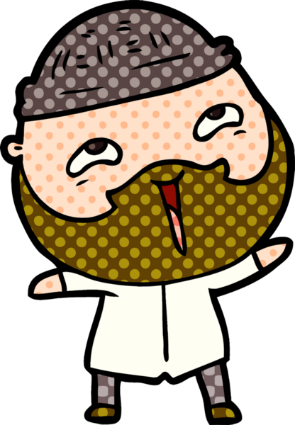 Bir insan tarafından çizilmiş mutlu sakallı bir adam.