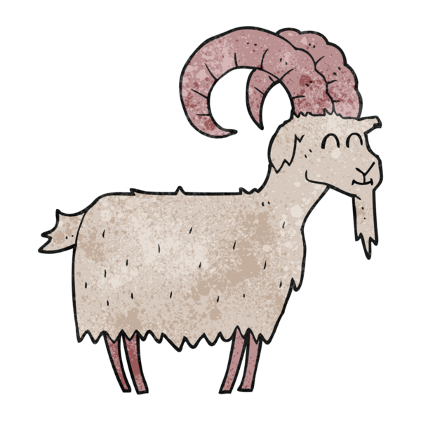 Bir insan tarafından çizilmiş el yapımı çizgi film keçisi.