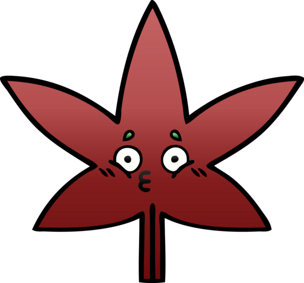 Bir insan tarafından çizilen güz yaprağının gölgelenmiş karikatürü