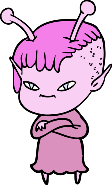 Bir insan tarafından çizilmiş sevimli uzaylı kız çizgi filmi.