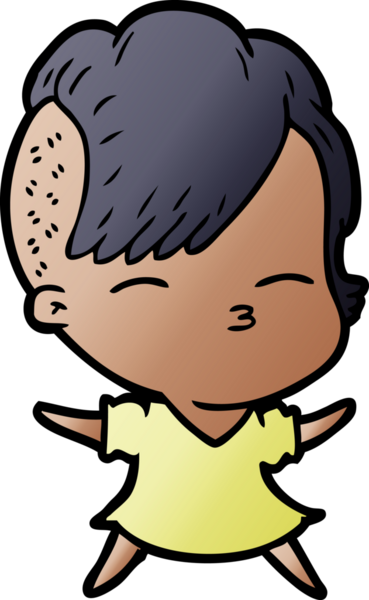 Bir insan tarafından çizilmiş şaşı çizgi film kızı.