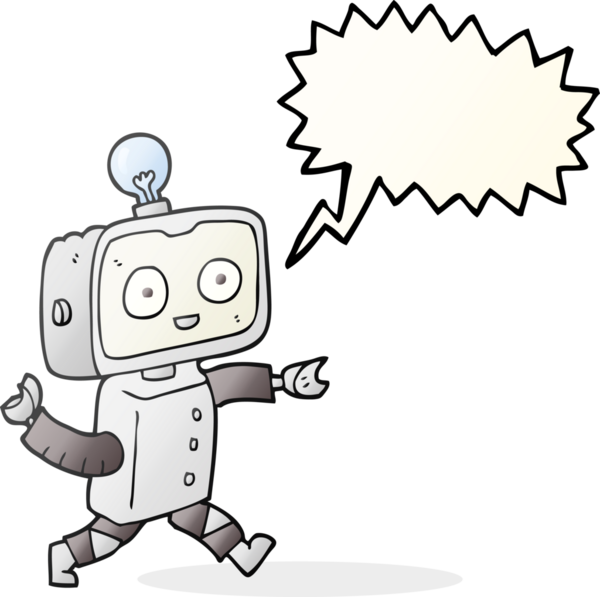 Bir insan tarafından çizilmiş serbest konuşma balonu karikatür robotu