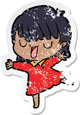 Bir insan tarafından çizilmiş karikatür bir kadının sıkıntılı çıkartması.