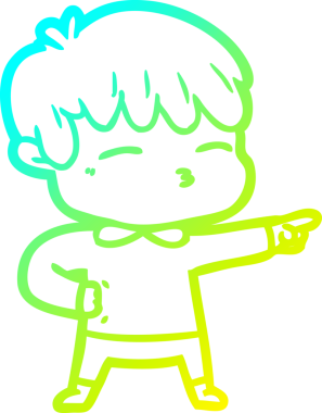 Bir çizgi film karakteri çizen soğuk gradyan bir insan tarafından çizilmiş meraklı çocuk.