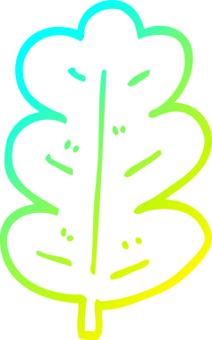 Bir insan tarafından çizilen meşe yaprağının soğuk gradyan çizgisi.