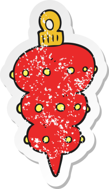 Bir insanın çizdiği karikatür Noel süslemesinin gerilimli retro yapıştırması.