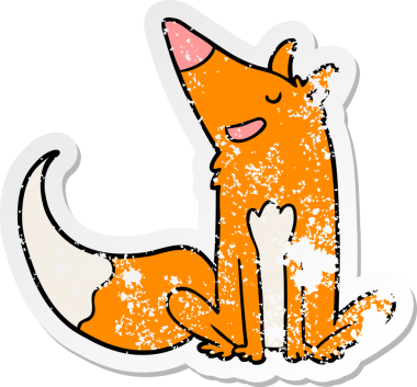 Bir insan tarafından çizilmiş tilki çizgi filminin sıkıntılı çıkartması.