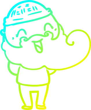 Bir insan tarafından çizilmiş mutlu sakallı bir adamın soğuk hava çizgisi.