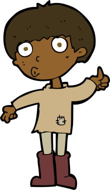 Çizgi filmci çocuk bir insan tarafından çizilmiş sorular soruyor.