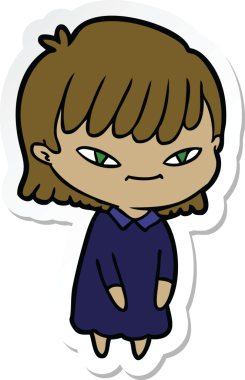 Bir insan tarafından çizilmiş bir karikatür kadının çıkartması.