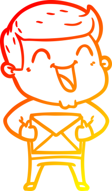 Bir insan tarafından çizilmiş gülen çizgi film karakterinin sıcak çizgi çizimi