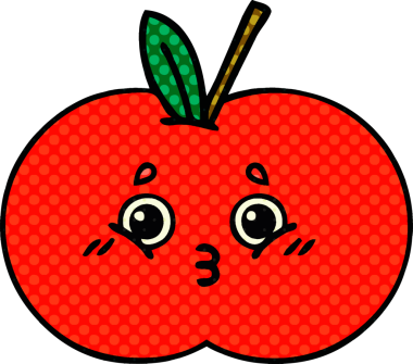 Bir insan tarafından çizilmiş kırmızı elma çizgi filmi.