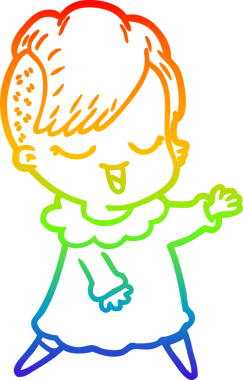 gökkuşağı gradyan çizimi mutlu bir çizgi film kızı bir insan tarafından çizildi