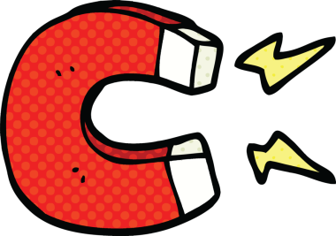 bir insan tarafından çizilmiş çizgi roman tarzı mıknatıs