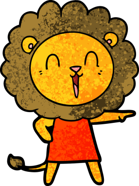 Bir insan tarafından çizilmiş gülen aslan çizgi filmi.