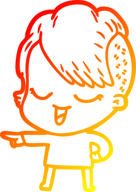 Bir insan tarafından çizilmiş mutlu bir çizgi film kızı çizimi