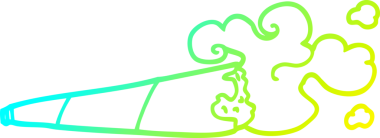 Bir insan tarafından çizilmiş sigara karikatürünün soğuk gradyan çizimi