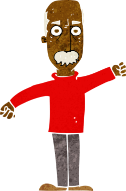 Bir insan tarafından çizilmiş kızgın yaşlı bir adam.