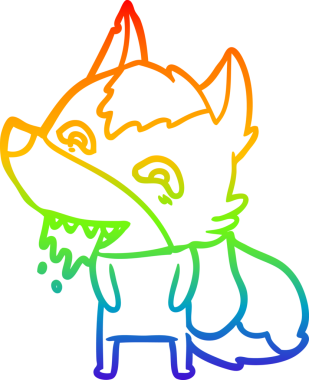 Gökkuşağı gradyan çizgisi insan tarafından çizilmiş aç bir kurt çizgi.