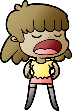 Çizgi filmdeki kadın bir insan tarafından yüksek sesle çizilmiş.