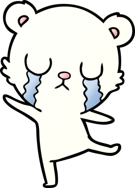 Bir insan tarafından çizilmiş üzgün küçük kutup ayısı çizgi filmi.